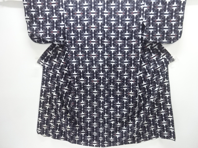 JAPANESE KIMONO / ANTIQUE COTTON HONBA KURUME KASURI GEOMETRIC PATTERN